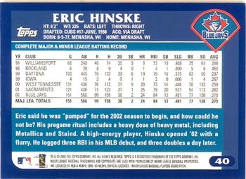 2003 Topps - Home Team Advantage #40 Eric Hinske Back