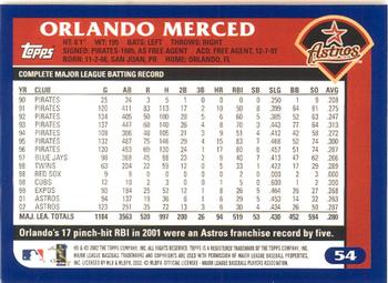 2003 Topps - Home Team Advantage #54 Orlando Merced Back