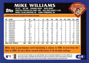 2003 Topps - Home Team Advantage #64 Mike Williams Back