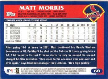 2003 Topps - Home Team Advantage #68 Matt Morris Back