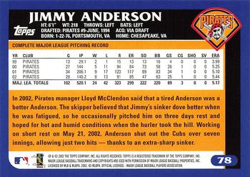 2003 Topps - Home Team Advantage #78 Jimmy Anderson Back