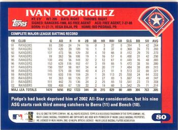 2003 Topps - Home Team Advantage #80 Ivan Rodriguez Back
