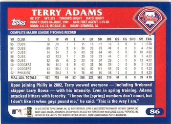 2003 Topps - Home Team Advantage #86 Terry Adams Back