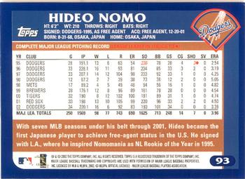 2003 Topps - Home Team Advantage #93 Hideo Nomo Back