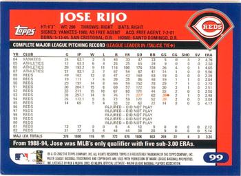 2003 Topps - Home Team Advantage #99 Jose Rijo Back
