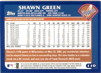 2003 Topps - Home Team Advantage #110 Shawn Green Back