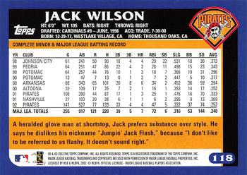 2003 Topps - Home Team Advantage #118 Jack Wilson Back