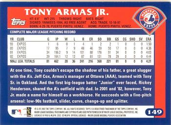 2003 Topps - Home Team Advantage #149 Tony Armas Jr. Back