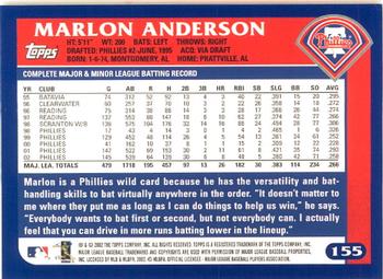 2003 Topps - Home Team Advantage #155 Marlon Anderson Back