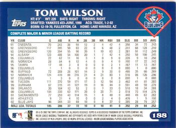 2003 Topps - Home Team Advantage #188 Tom Wilson Back