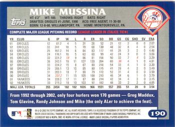 2003 Topps - Home Team Advantage #190 Mike Mussina Back