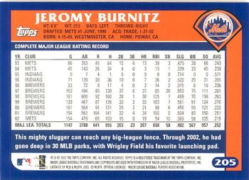 2003 Topps - Home Team Advantage #205 Jeromy Burnitz Back