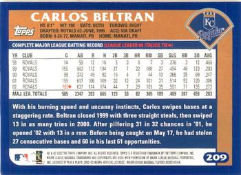 2003 Topps - Home Team Advantage #209 Carlos Beltran Back