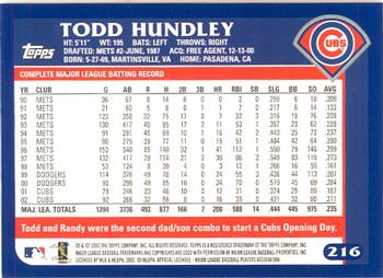 2003 Topps - Home Team Advantage #216 Todd Hundley Back