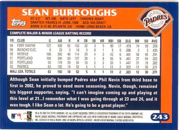 2003 Topps - Home Team Advantage #243 Sean Burroughs Back