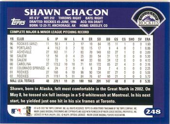 2003 Topps - Home Team Advantage #248 Shawn Chacon Back