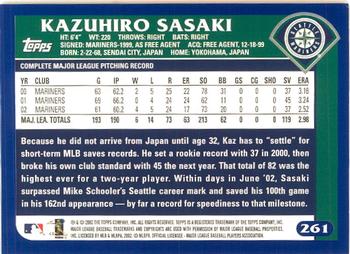 2003 Topps - Home Team Advantage #261 Kazuhiro Sasaki Back