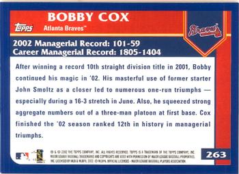 2003 Topps - Home Team Advantage #263 Bobby Cox Back