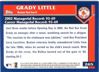 2003 Topps - Home Team Advantage #265 Grady Little Back