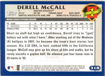2003 Topps - Home Team Advantage #318 Derell McCall Back