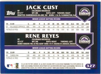 2003 Topps - Home Team Advantage #327 Jack Cust / Rene Reyes  Back