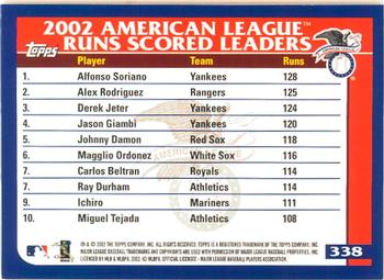 2003 Topps - Home Team Advantage #338 Alfonso Soriano / Alex Rodriguez / Derek Jeter  Back
