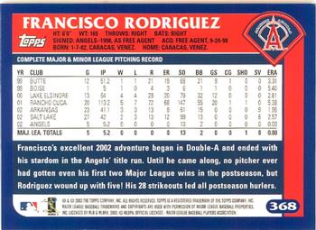 2003 Topps - Home Team Advantage #368 Francisco Rodriguez Back