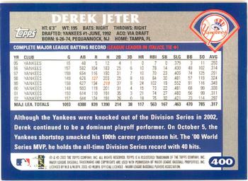 2003 Topps - Home Team Advantage #400 Derek Jeter Back