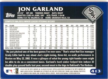 2003 Topps - Home Team Advantage #413 Jon Garland Back