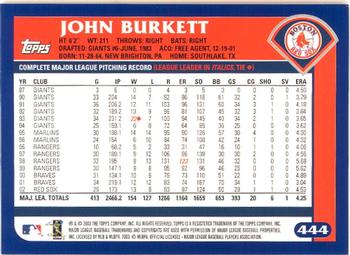 2003 Topps - Home Team Advantage #444 John Burkett Back