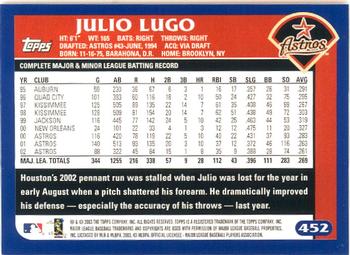 2003 Topps - Home Team Advantage #452 Julio Lugo Back
