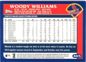 2003 Topps - Home Team Advantage #465 Woody Williams Back