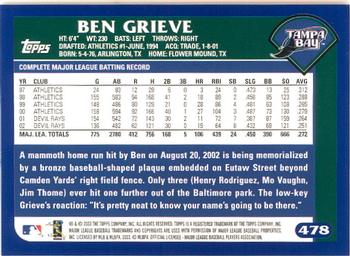 2003 Topps - Home Team Advantage #478 Ben Grieve Back