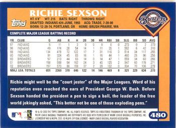 2003 Topps - Home Team Advantage #480 Richie Sexson Back