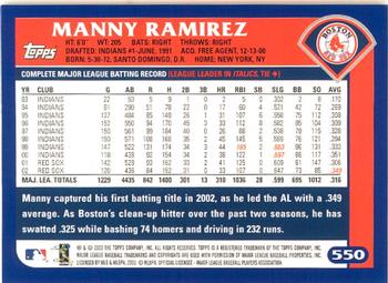 2003 Topps - Home Team Advantage #550 Manny Ramirez Back