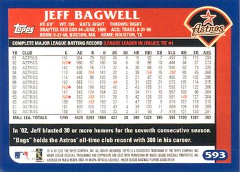 2003 Topps - Home Team Advantage #593 Jeff Bagwell Back