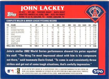 2003 Topps - Home Team Advantage #596 John Lackey Back