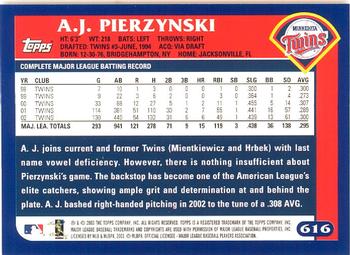 2003 Topps - Home Team Advantage #616 A.J. Pierzynski Back