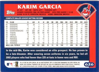2003 Topps - Home Team Advantage #626 Karim Garcia Back