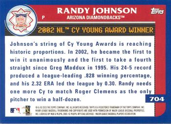 2003 Topps - Home Team Advantage #704 Randy Johnson Back