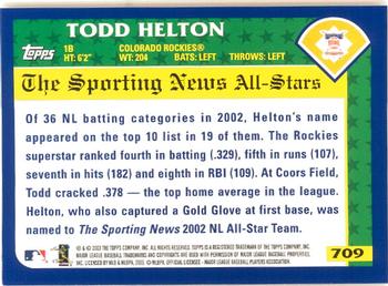 2003 Topps - Home Team Advantage #709 Todd Helton Back