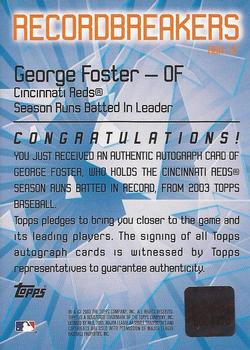 2003 Topps - Record Breakers Autographs #RBA-GF George Foster Back