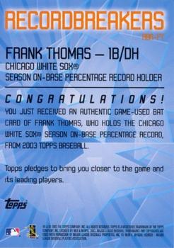 2003 Topps - Record Breakers Relics #RBR-FT Frank Thomas Back