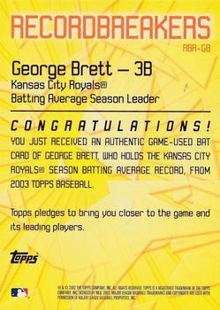 2003 Topps - Record Breakers Relics #RBR-GB1 George Brett Back