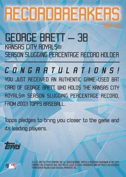 2003 Topps - Record Breakers Relics #RBR-GB2 George Brett Back