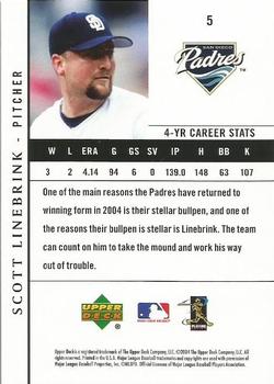 2004 Upper Deck San Diego Padres #5 Scott Linebrink Back