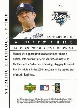 2004 Upper Deck San Diego Padres #26 Sterling Hitchcock Back