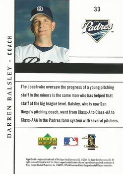 2004 Upper Deck San Diego Padres #33 Darren Balsley Back