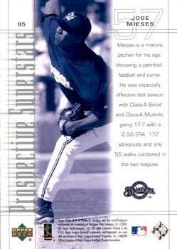 2001 Upper Deck Pros & Prospects #95 Jose Mieses Back