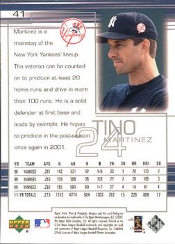2001 Upper Deck Pros & Prospects #41 Tino Martinez Back